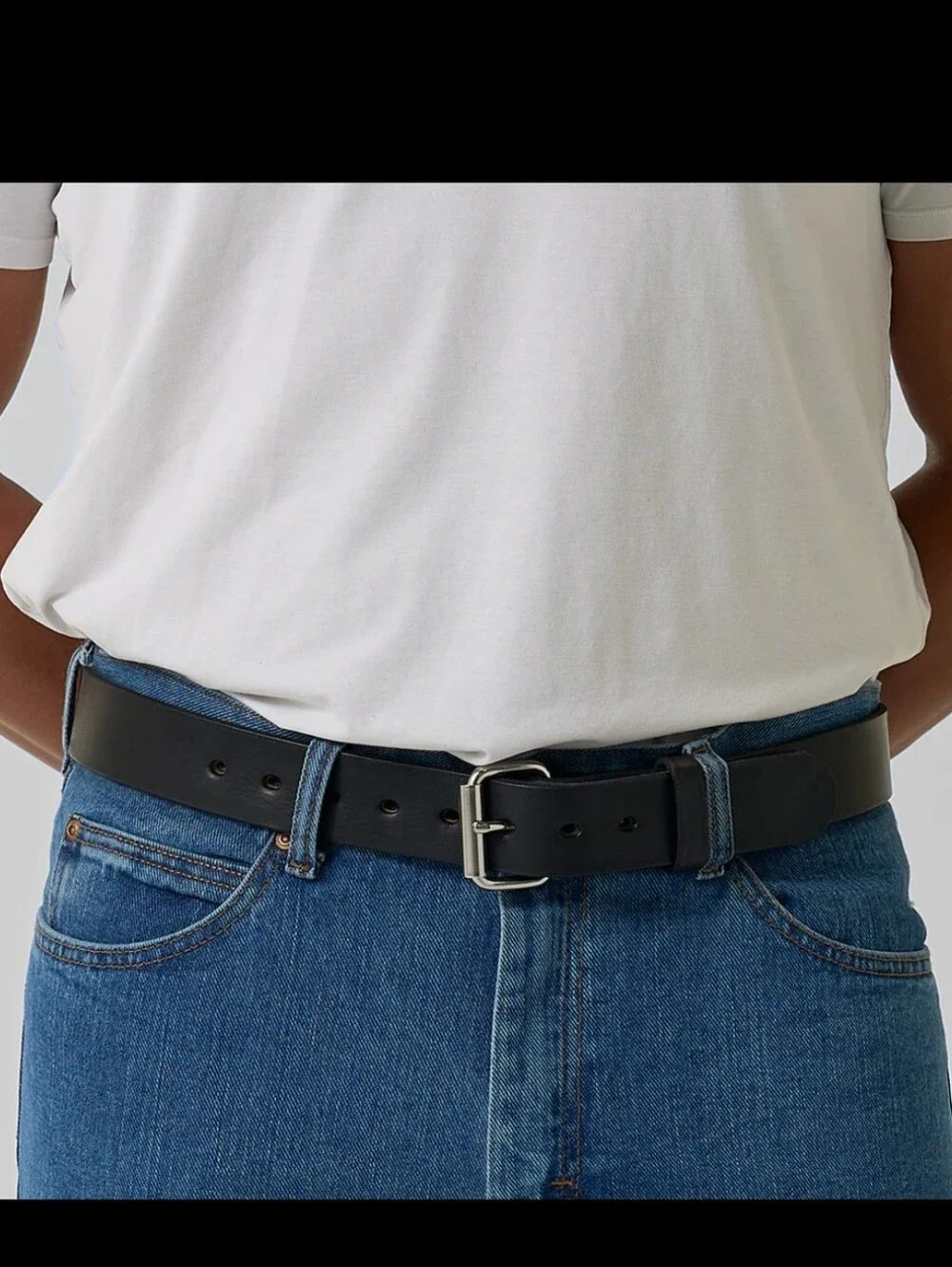 Hanks Belts Mens Gunner Stitched Black Leather Belt Size 56 Full Grain Leather